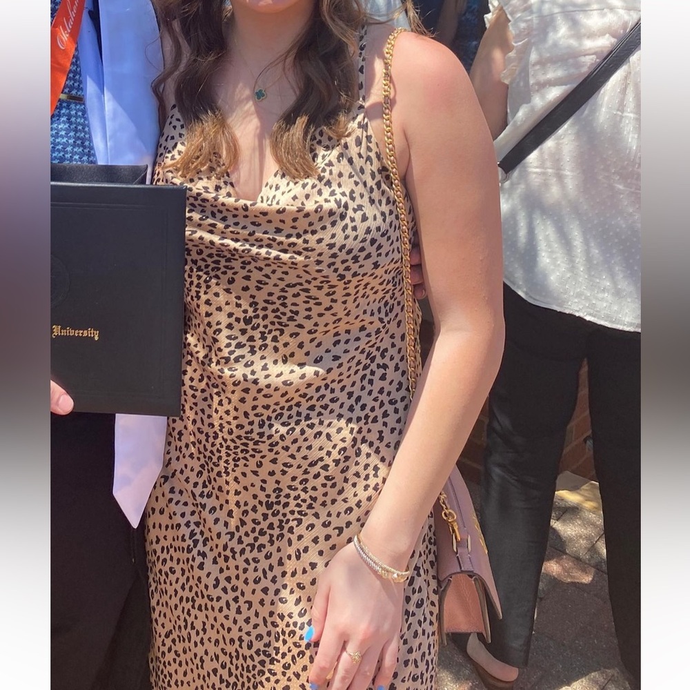 Cheeta print midi dress with cross straps in the back